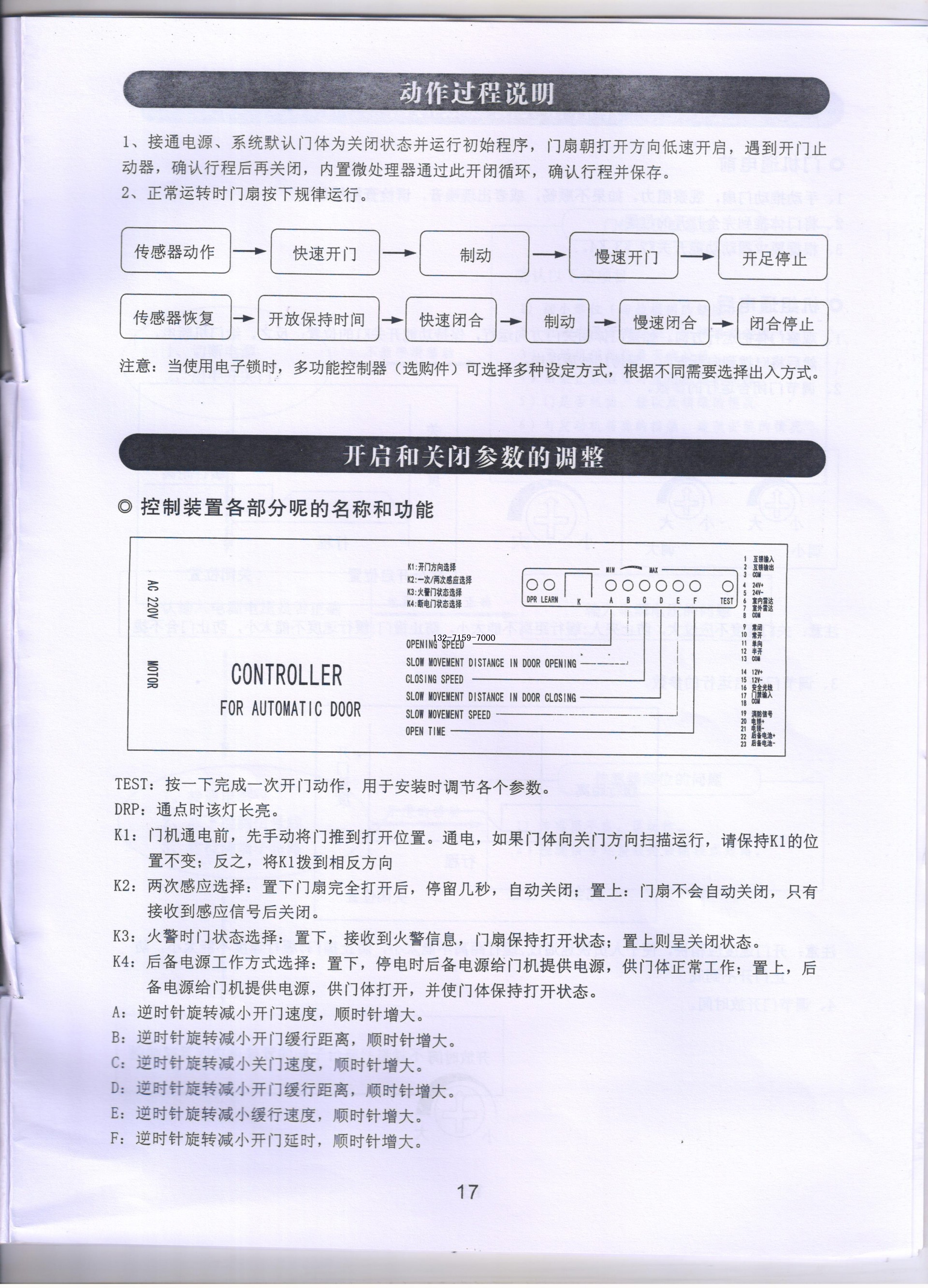 重型自动门电机安装通电流程