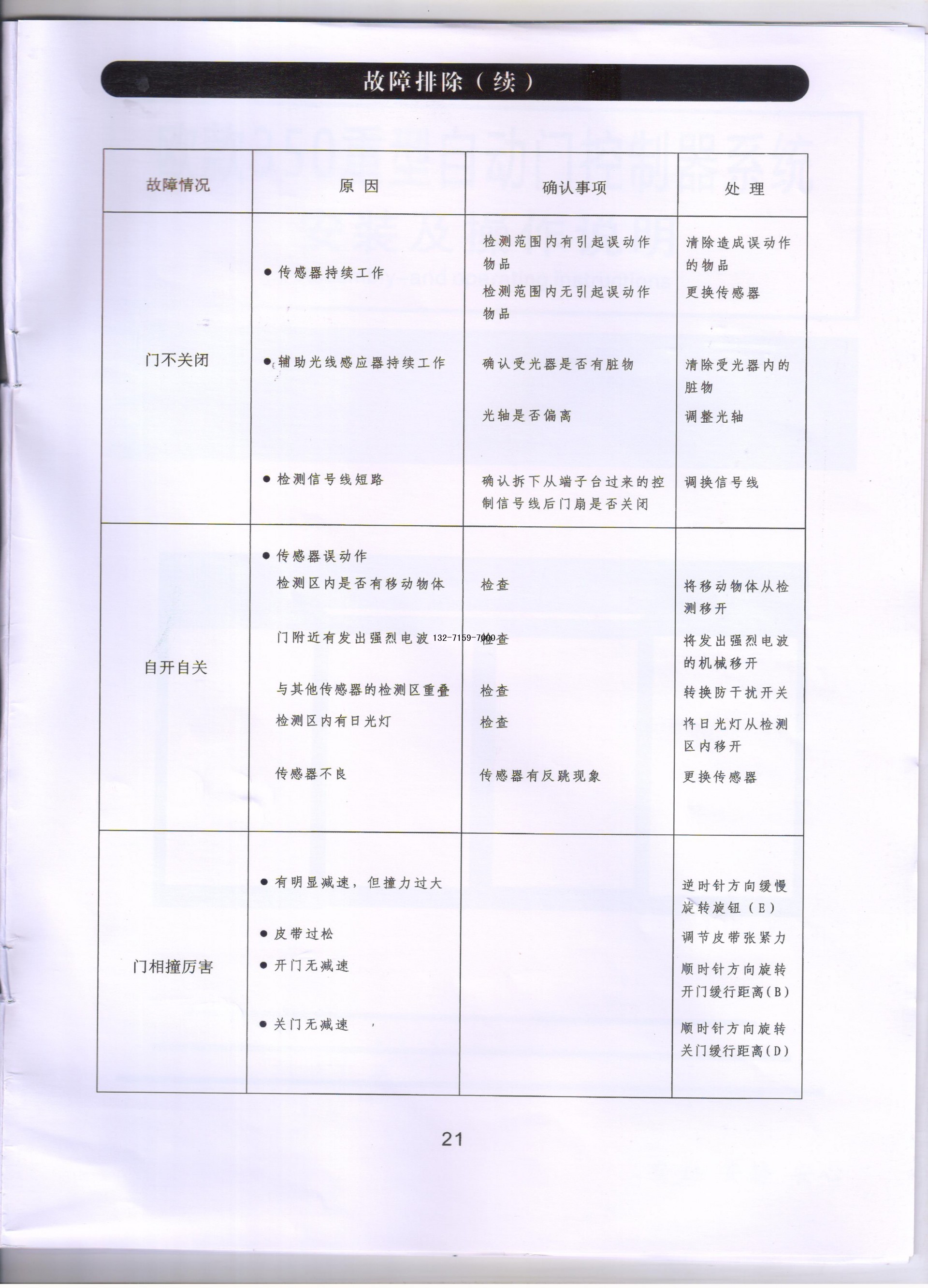 感应自动门常见故障